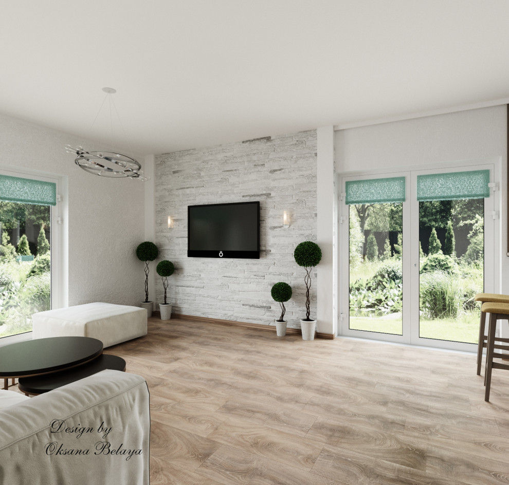 Частное домовладение гостиная-кухня