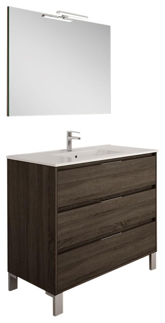 Box 3-Drawer Bathroom Vanity Unit, Britannia Finish, 100 cm