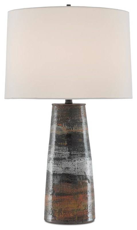 6000-0571 Zadoc Table Lamp, Terracotta and Natural and Cloud and Black