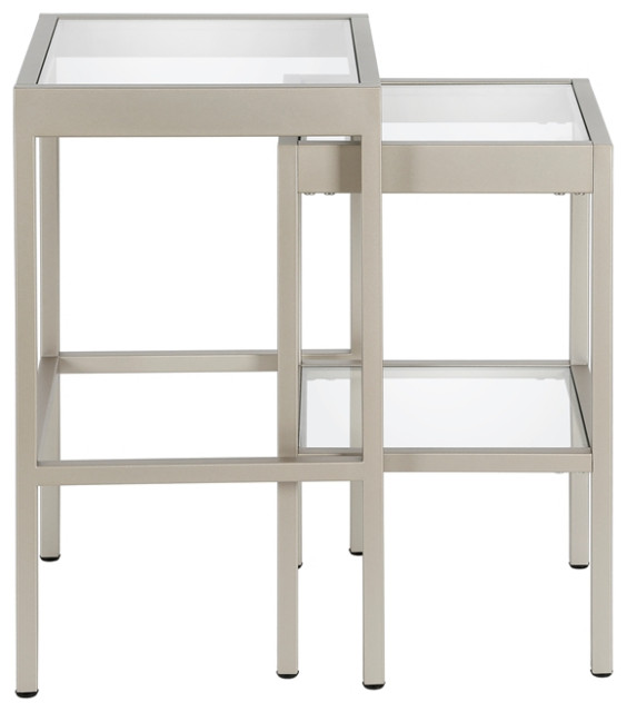 Henn&Hart 16" Blackened Bronze Metal/Glass Side Table Transitional