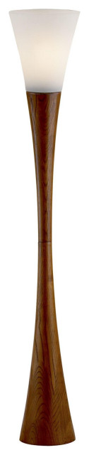 68" Solid Wood Novelty Floor Lamp With White Cone Shade