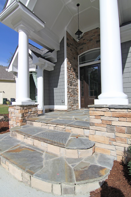 Flagstone step entrance - Transitional - Exterior - Raleigh - by