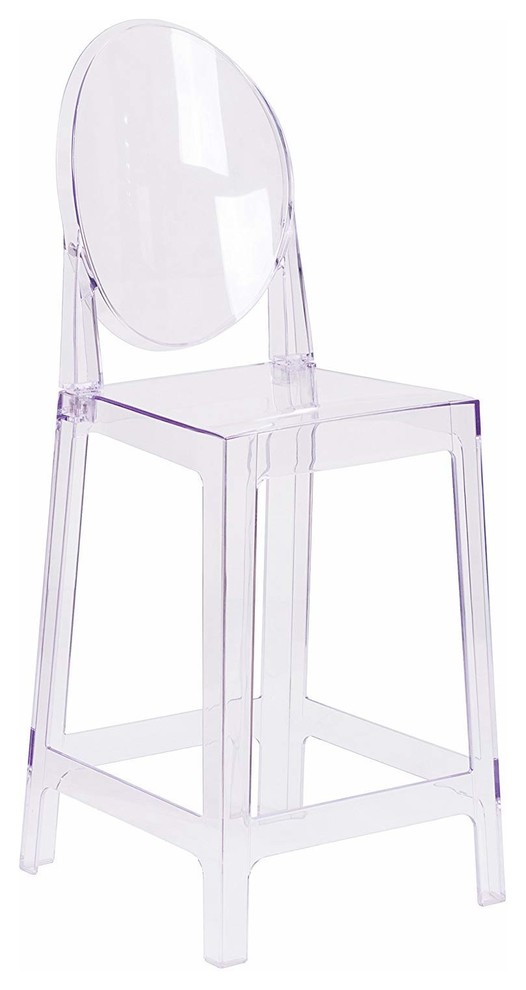 Modern Ghost Side Counter Stool Lounge Armless Chairs Seats Oval Back