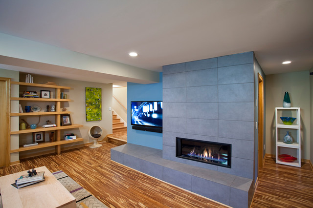 Painterly Basement contemporary-basement