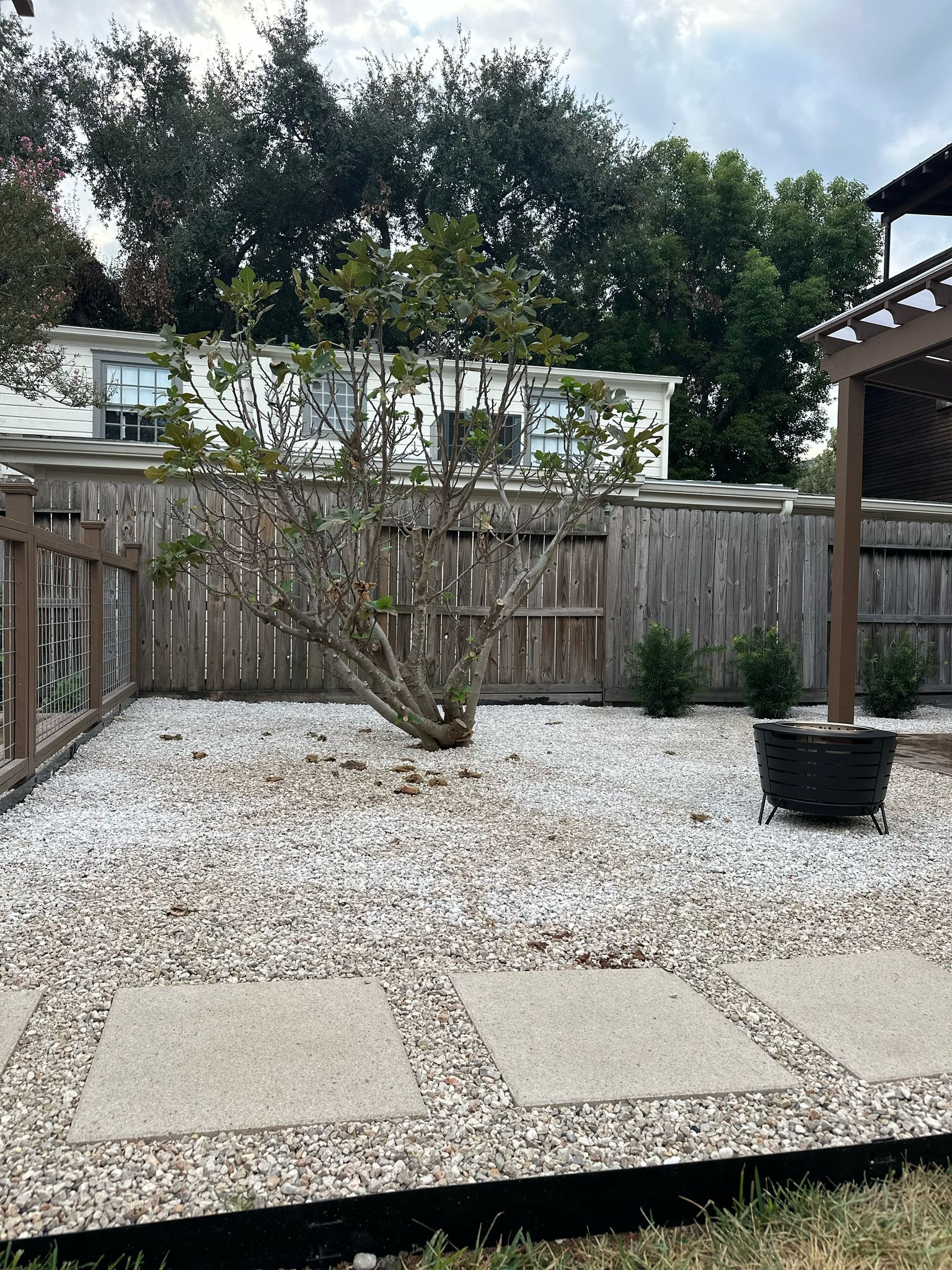 Beautiful stamped concrete patio with Pergola Cover on Haddon st!