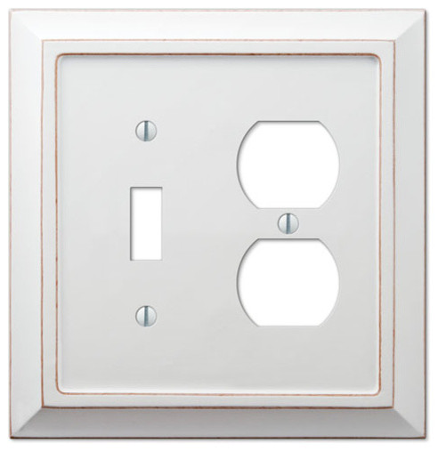 Savannah White Wood 1 Toggle / 1 Duplex Outlet Switchplate ... - Savannah White Wood 1 Toggle / 1 Duplex Outlet Switchplate (JDM8806W)  traditional-switch