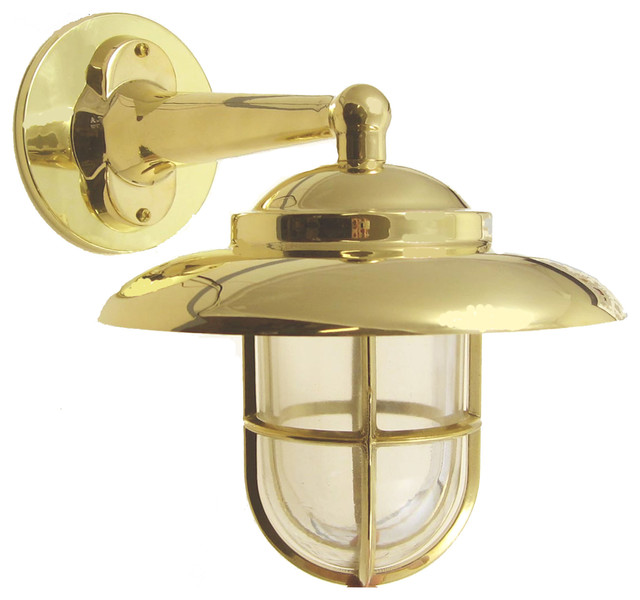 Hooded Wall Light With Cage Solid Brass Interior Exterior By Hooded Wall Light With Cage Solid Brass Interior Exterior By Shiplights
