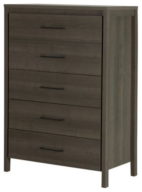 South Shore Gravity 5 Drawer Chest In Gray Maple Transitional