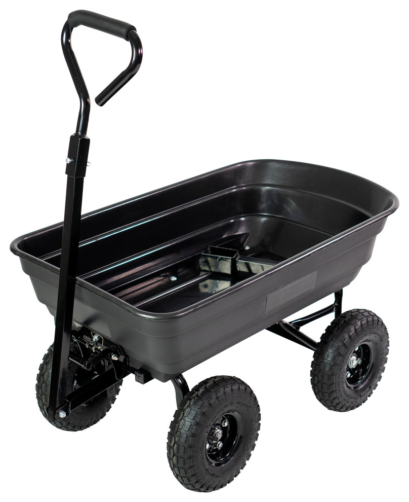 RealWork 600 lb Poly Utility Dump Cart - Traditional - Wheelbarrows And