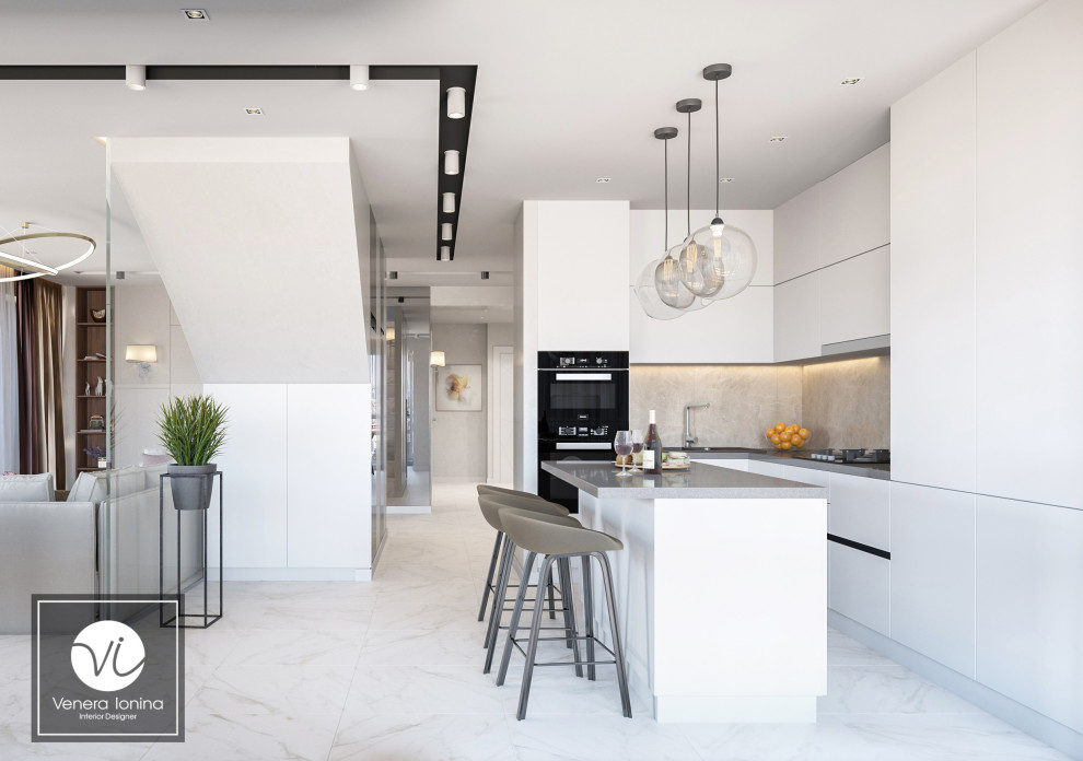 Дизайн гостиная-кухня