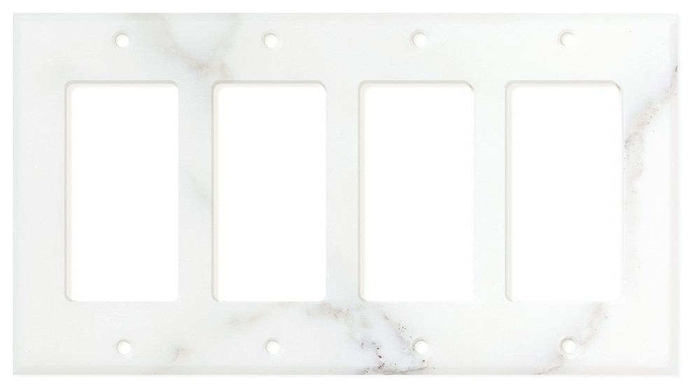 Calacatta Marble Switch Plate Cover, (4 ROCKER), Polished, Marble from