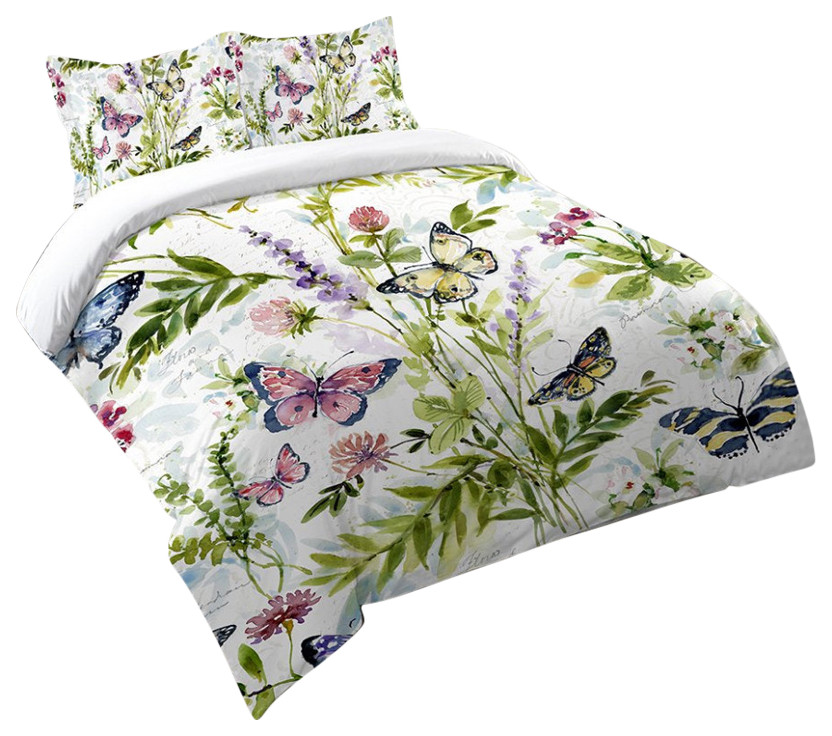 Watercolor Butterflies Comforter, King Contemporary Comforters And