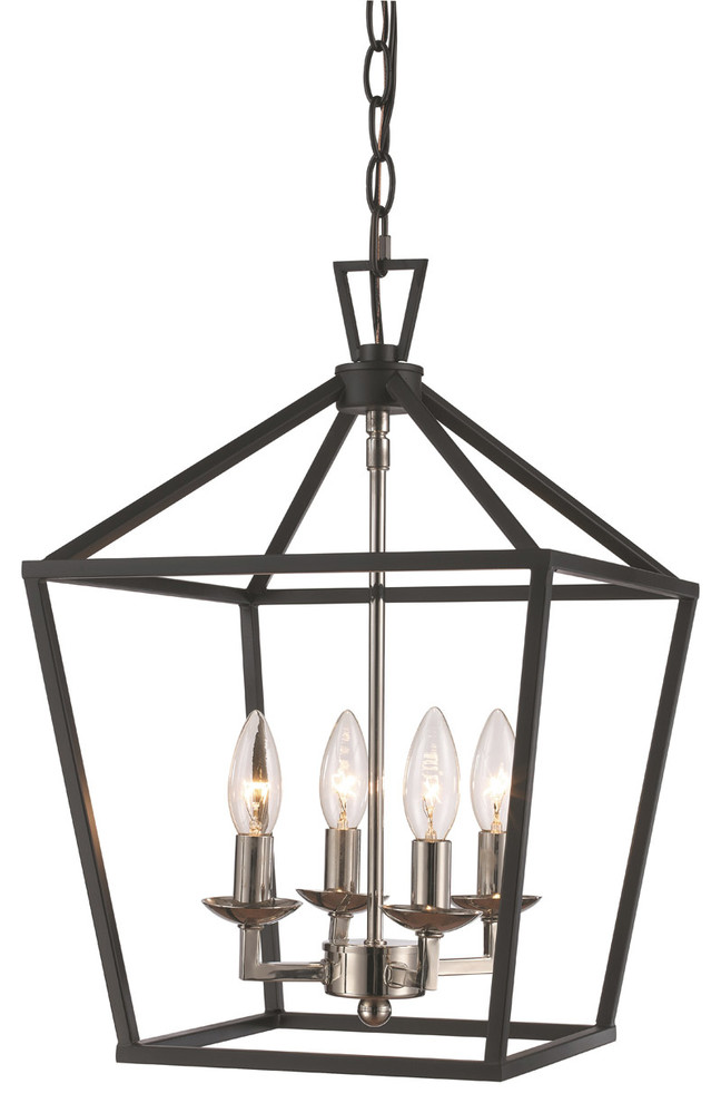 Pendants 4 Light Fixture With Polished Chrome and Black Metal E12 12