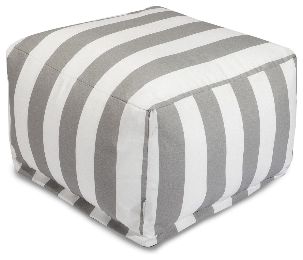 Majestic Home Goods Vertical Stripe Gray Ottoman