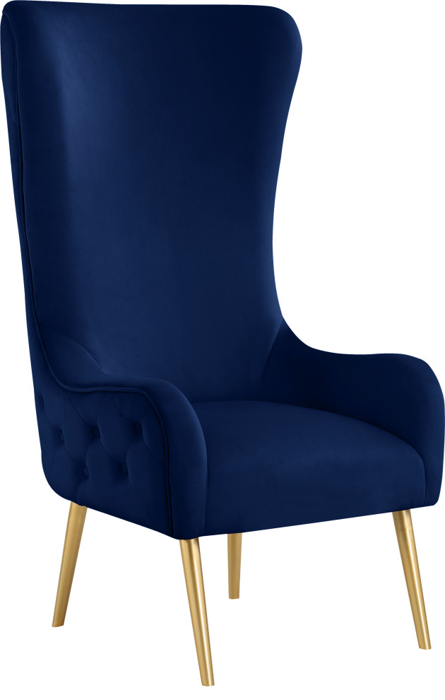 Alexander Velvet Upholstered Accent Chair, Navy