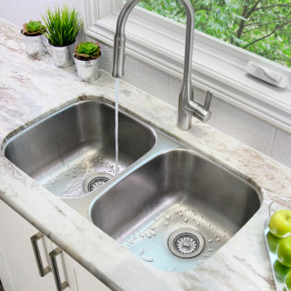 Stylish S-321XG 32 inch Slim Low Divider Double Bowl Undermount Stainless Steel Kitchen Sink