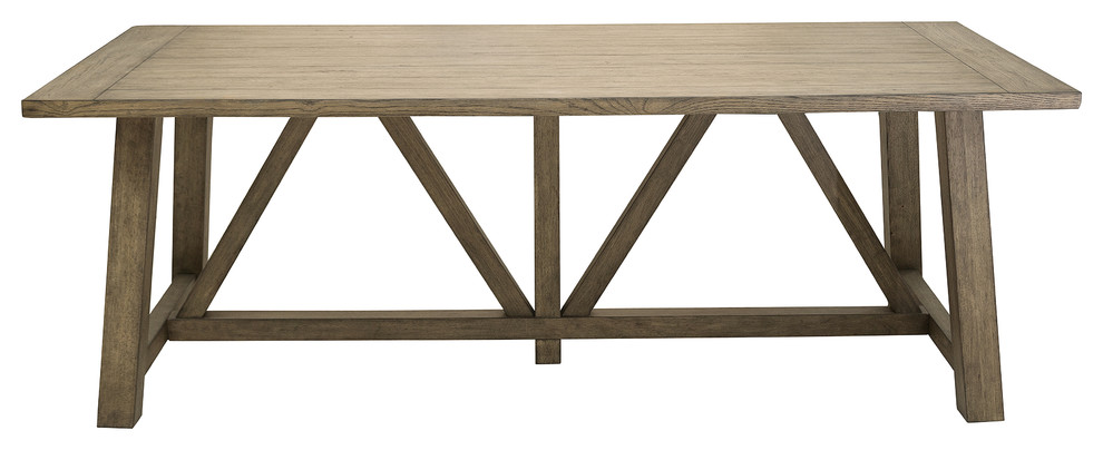 Light Oak Trestle Dining Table, Base, Only - Transitional ...