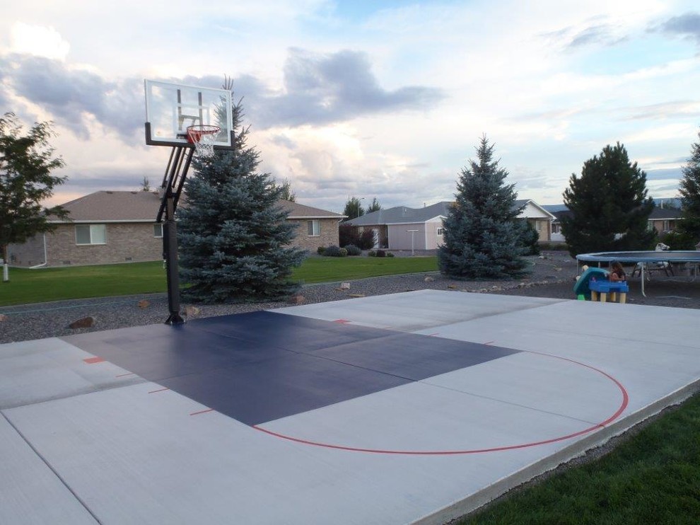 Large traditional backyard full sun outdoor sport court in Denver.