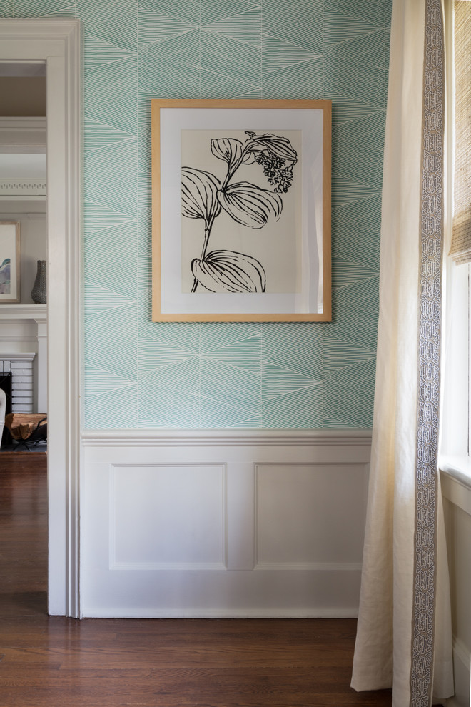 This is an example of a transitional dining room in New York.