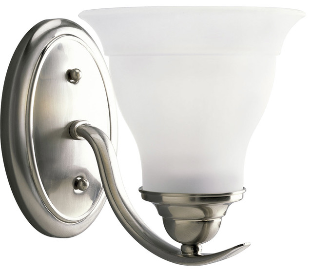 1Light Fluorescent Bath and Vanity With Bulb, Brushed Nickel