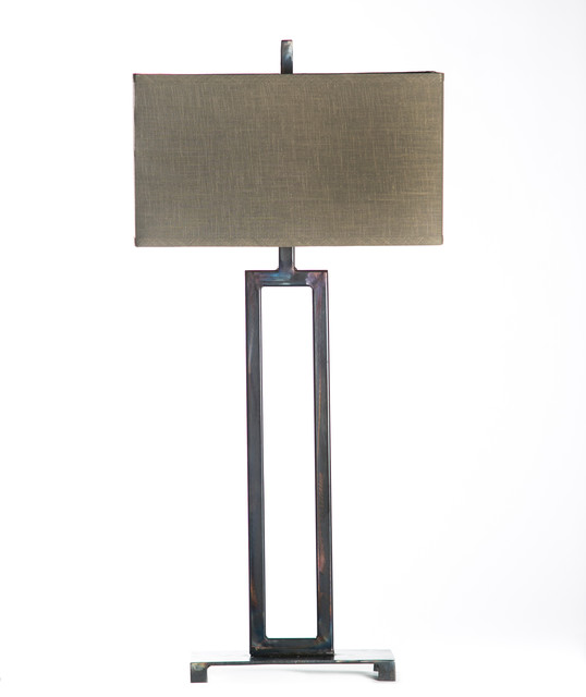 Open Art Deco Natural Hand Forged Iron, Wrought Iron Table Lamp