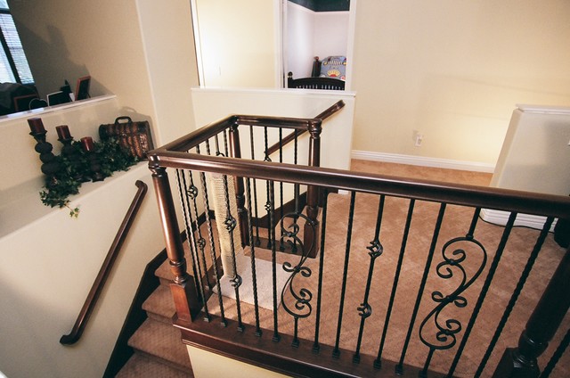 Wrought Iron Wood Railing at New Loft - Traditional - Staircase - Orange County - by TRUADDITIONS