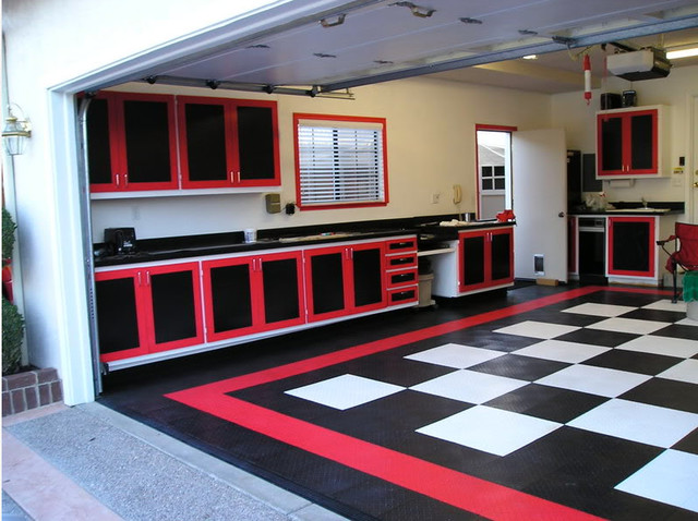 Classic Checkerboard Theme Garage With Racedeck Flooring