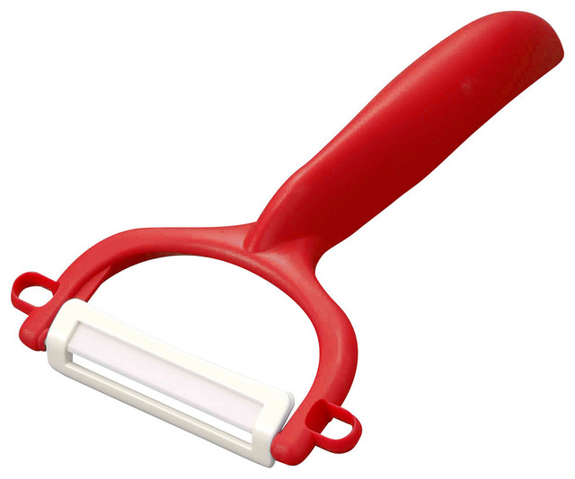 Kyocera Red Ceramic "Y" Peeler Contemporary Peelers And Corers by