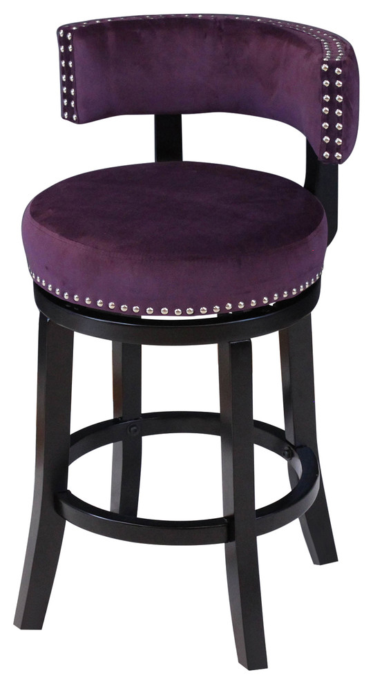 Mossoro Velvet Swivel Counter Chair, Plum Wine