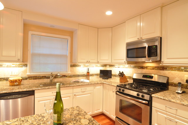 Kitchen Remodel, white cabinets, tile backsplash ...