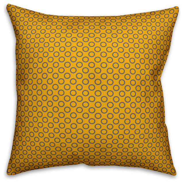 Circle Pattern, Yellow Pillow Contemporary Decorative Pillows by