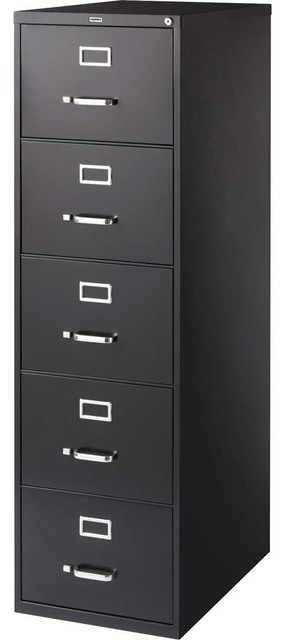 Lorell Commercial Grade Vertical File Cabinet, 18"x26.5"x61", Black