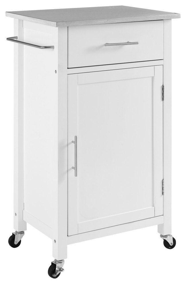 Savannah Stainless Steel Top Compact Kitchen Island Cart Transitional