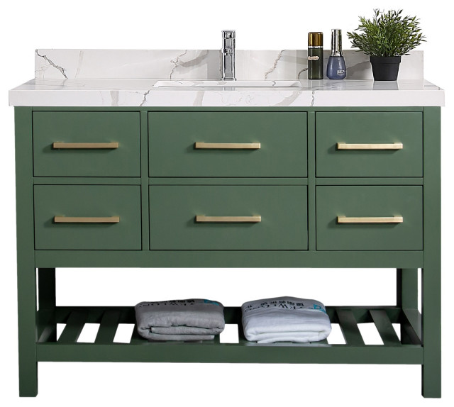 Parker 48 Single Sink Bathroom Vanity Lafayette Green 2" Calacatta Laza