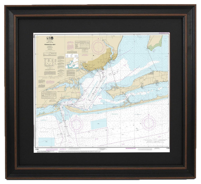 Framed Nautical Maps Poster Size Framed Nautical Chart, Pensacola Bay