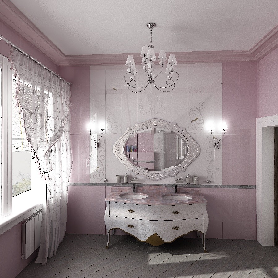 Дизайн-проект ванной в стиле "Шале".