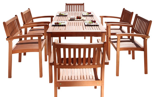 Malibu 7-Piece Eco-Friendly Wood Outdoor Dining Set