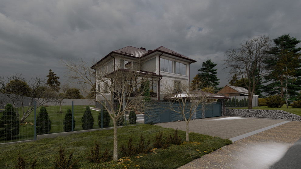 Загородный дом, визуализация экстерьера
