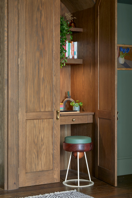 Bespoke hidden desk and storage eclectic-home-office-and-library