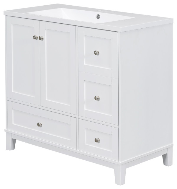 Compact 36" Bathroom Vanity With USB Charging white