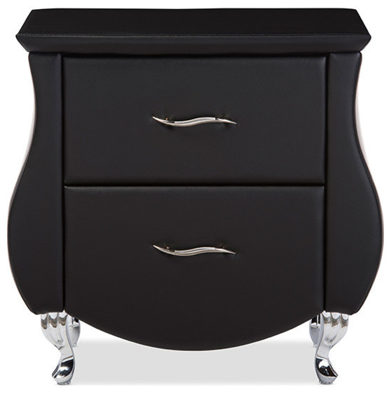 Erin Faux Leather Upholstered Nightstand, Black