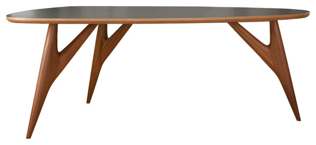 Handmade Ted 3-Leg Table, Mahogany, Large, Slate Grey Laminate