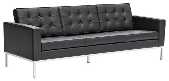 Modern Classics Button Sofa in Leather, Black