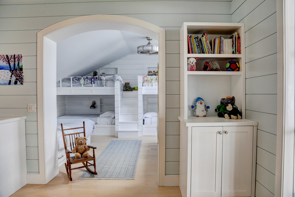 Nyack - Hudson River Interior Renovation - A newly created bunk room not only features bunk beds for this family's young children, but additional beds for sleepovers for years to come!