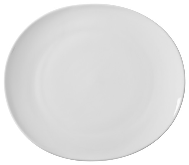 Royal Oval White Dinner Plates, Set of 6 Contemporary Dinner Plates by 10 Strawberry