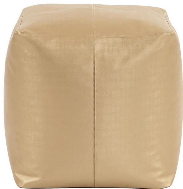 HOWARD ELLIOTT LUXE Pouf Ottoman Square Metallic Gold Polyurethane