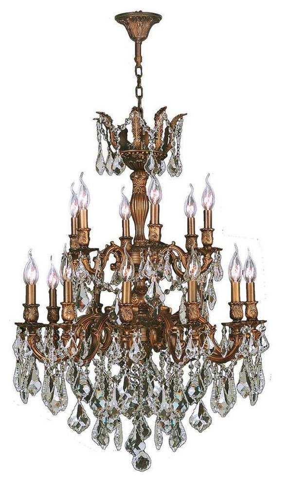 Versailles 18 Light Antique Bronze Finish & Crystal Chandelier 27" D Two 2 Tier