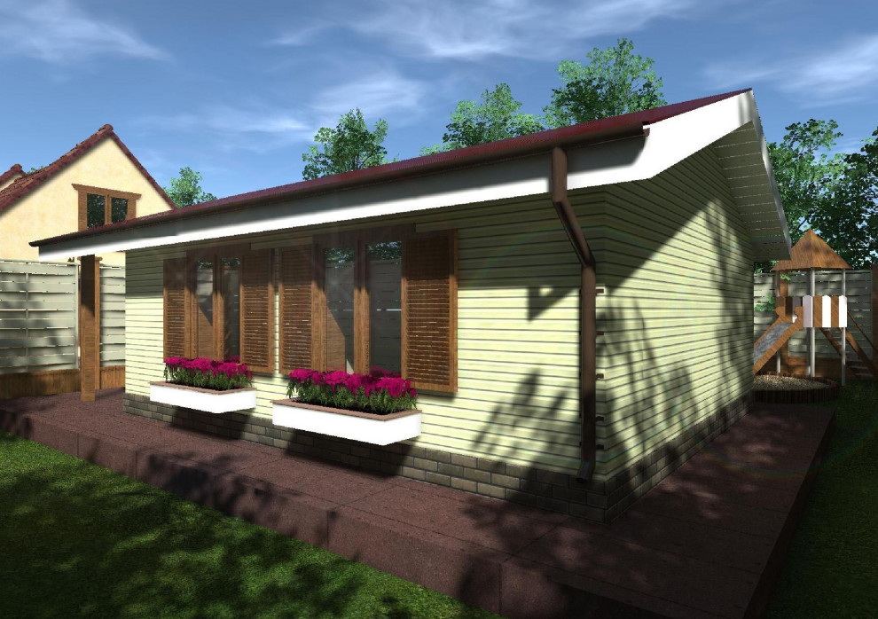 Одноэтажный дачный дом 6х9 60 квадратных метра из газобетона под ключ