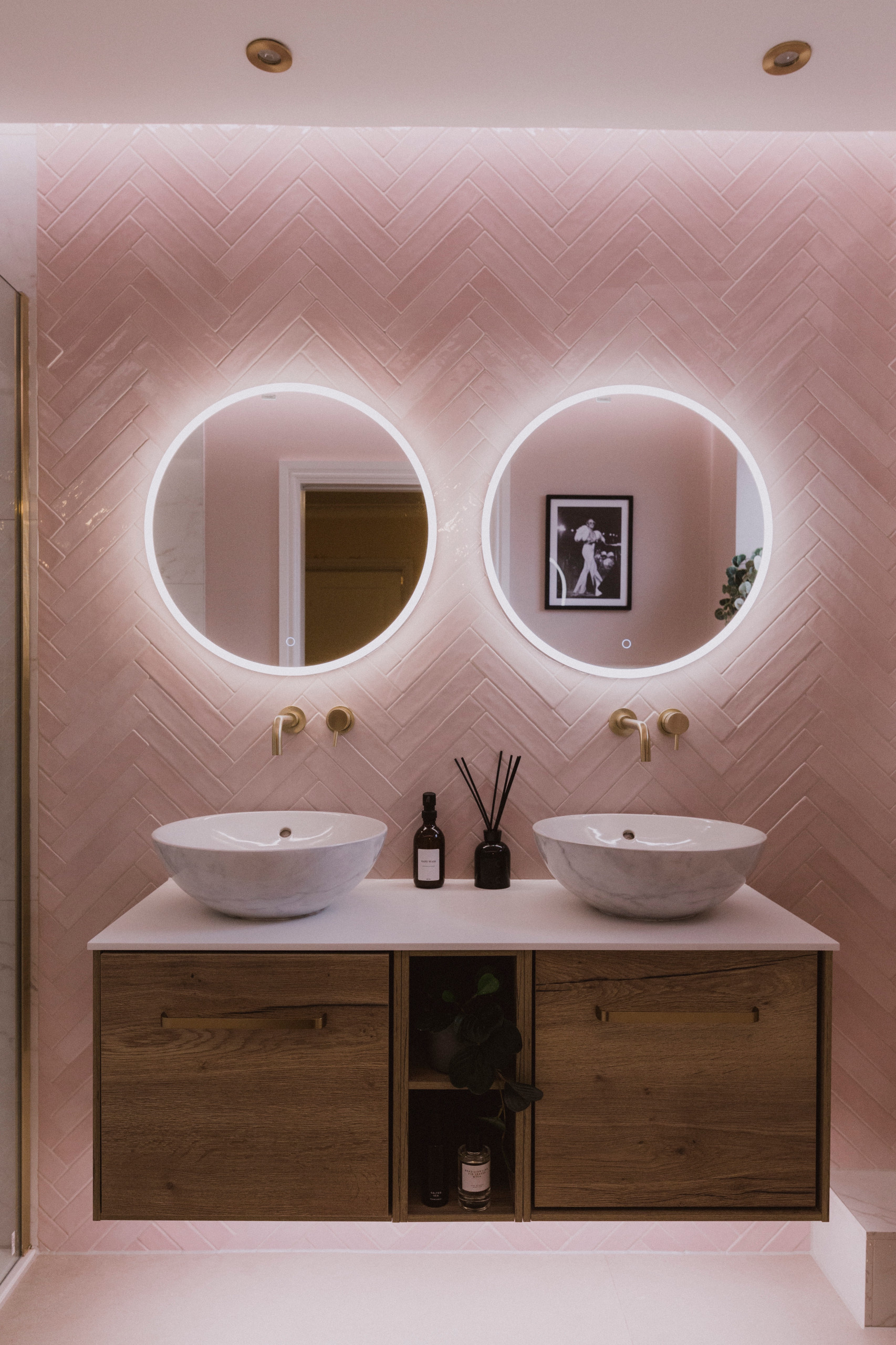 Pink Herringbone Tiles