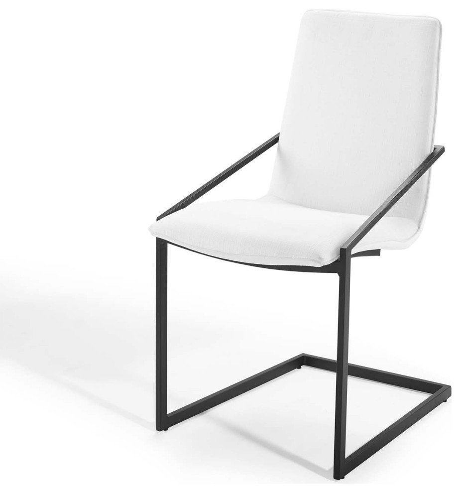 Side Dining Chair, Fabric, Metal, Black Beige, Modern, Cafe Bistro